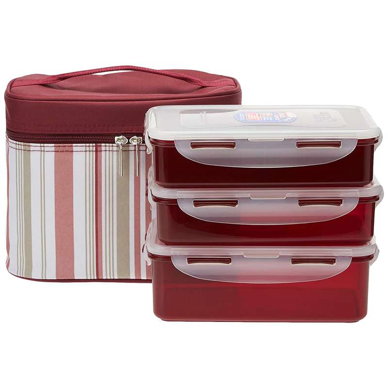 کیف غذا لاک اند لاک مدل عایق دار HPL8RB به همراه ظرف غذا مجموعه 4 عددی
