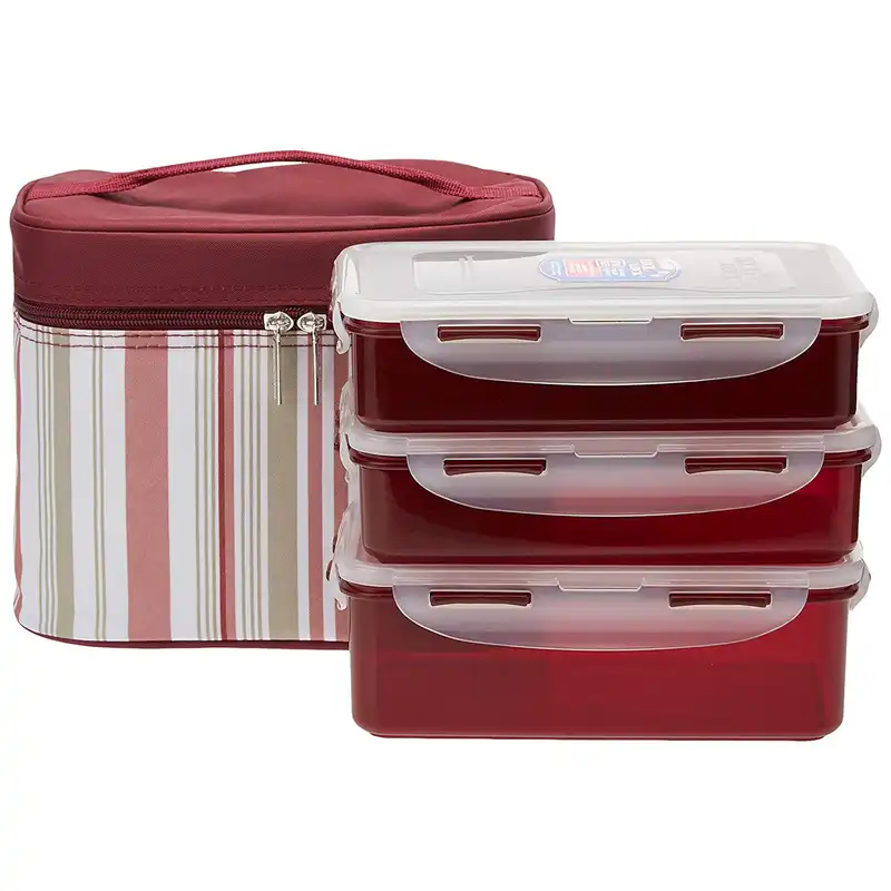 کیف غذا لاک اند لاک مدل عایق دار HPL8RB به همراه ظرف غذا مجموعه 4 عددی