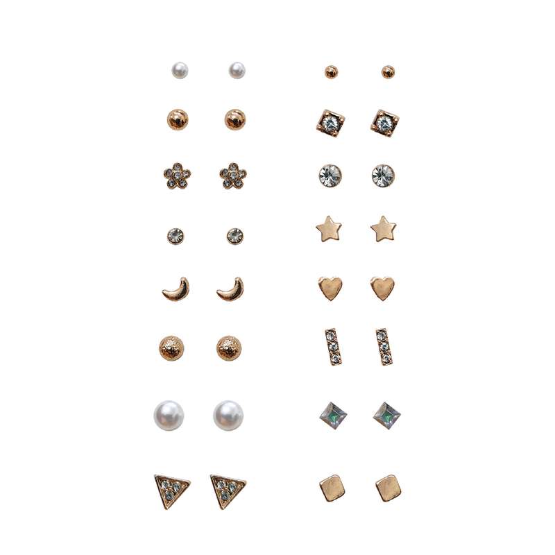 گوشواره زنانه اکسسورایز مدل نگین مجموعه 16 عددی