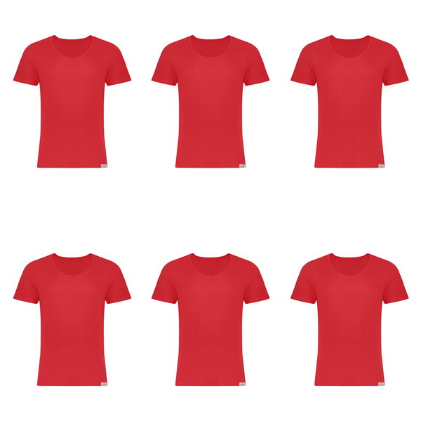 زیرپوش آستین دار مردانه برهان تن پوش مدل 2-02  رنگ قرمز بسته 6 عددی