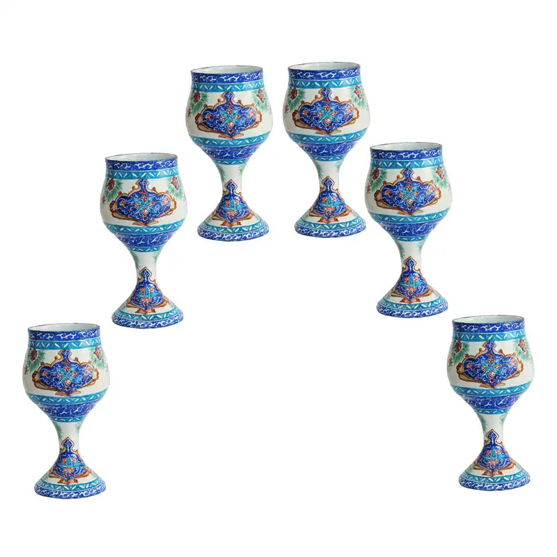 جام میناکاری طرح ترنج مجموعه 6 عددی