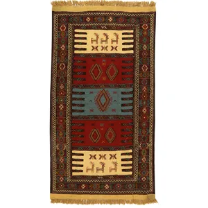گلیم دستبافت دو متری کد 991108