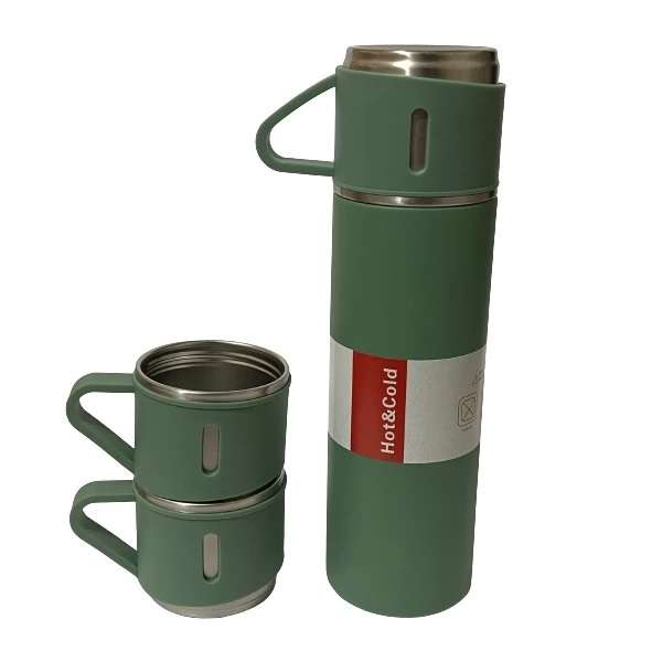فلاسک مدل hot-cold گنجایش 0.5 لیتر مجموعه 3 عددی به همراه لیوان