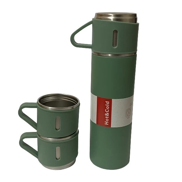 فلاسک مدل hot-cold گنجایش 0.5 لیتر مجموعه 3 عددی به همراه لیوان