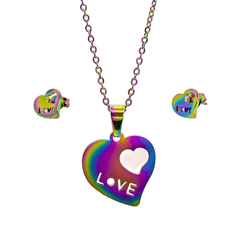 نیم ست دخترانه مدل قلب هولوگرامی کد 233