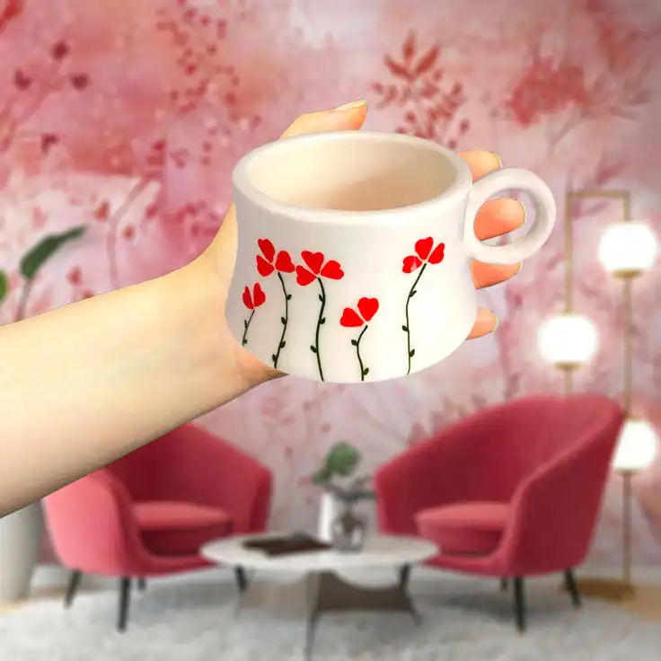 سرویس چای خوری سرامیکی 4 پارچه مدل گل کد 21