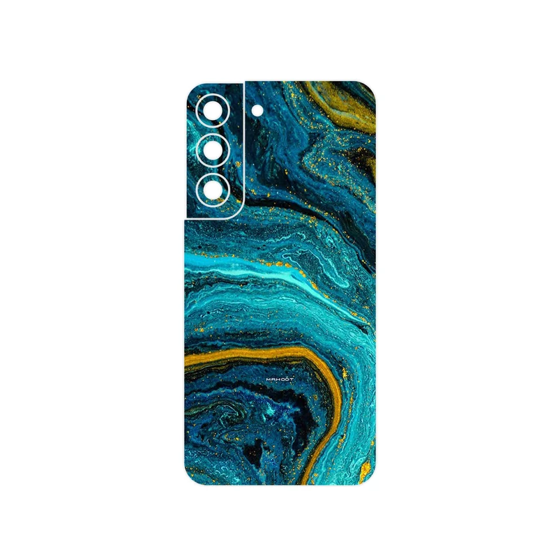 برچسب پوششی ماهوت مدل Turquoise marblewith golden streaks مناسب برای گوشی موبایل سامسونگ Galaxy S22 5G