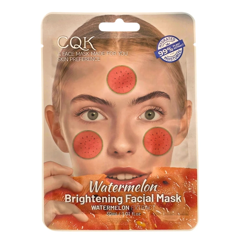 ماسک صورت سی کیو کی مدل Water melon extract مناسب برای انواع پوست حجم 30 میلی لیتر