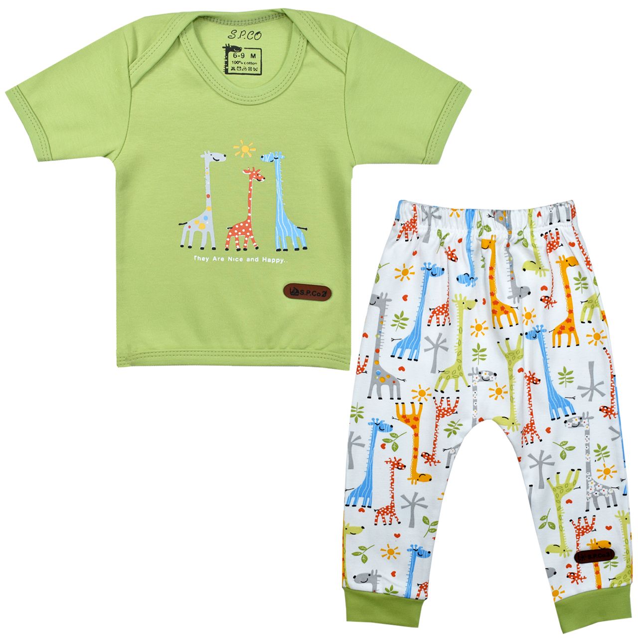 ست تی شرت آستین کوتاه و شلوار نوزادی اسپیکو مدل سانی کد 2
