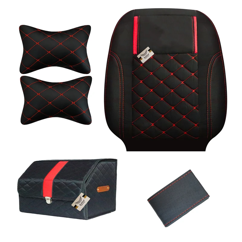 روکش صندلی سوشیانت مدل دیسکی مناسب برای پژو 206 و 207 به همراه پشت گردنی و دور فرمان و باکس صندوق