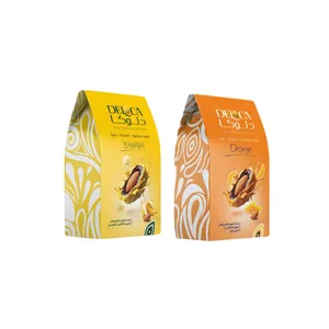 خرما شکلاتی پرتقالی و موزی با مغز بادام دلوکا - ۲۵۰ گرم بسته 2 عددی