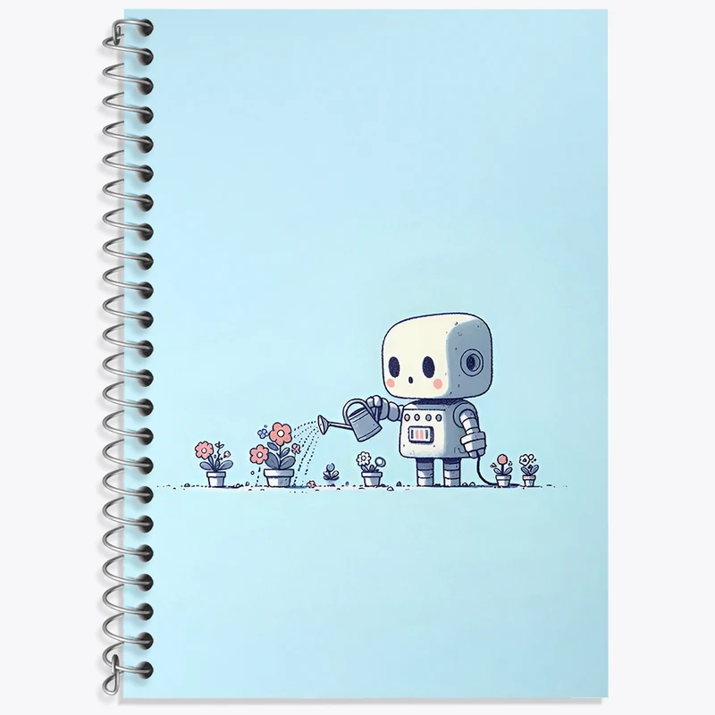 دفتر زبان 50 برگ خندالو مدل دو خط طرح ربات کیوت کد N4148