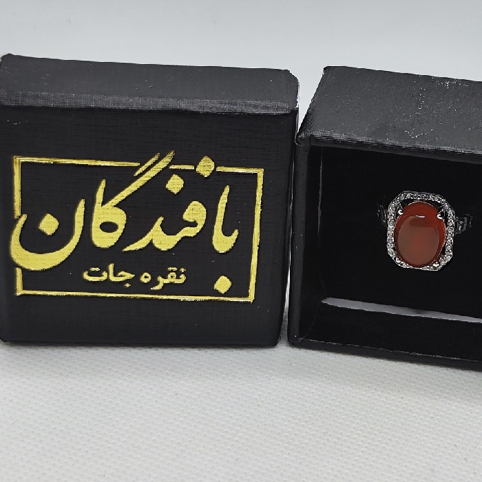 انگشتر نقره زنانه نقره جات بافندگان مدل عقیق یمانی کد 25