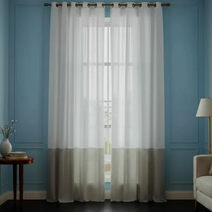 پرده پانچ تیکو دکو مدل کتان شفاف حاشیه دار سایز 280 × 140 سانتی‌متر مجموعه‌ 2 عددی