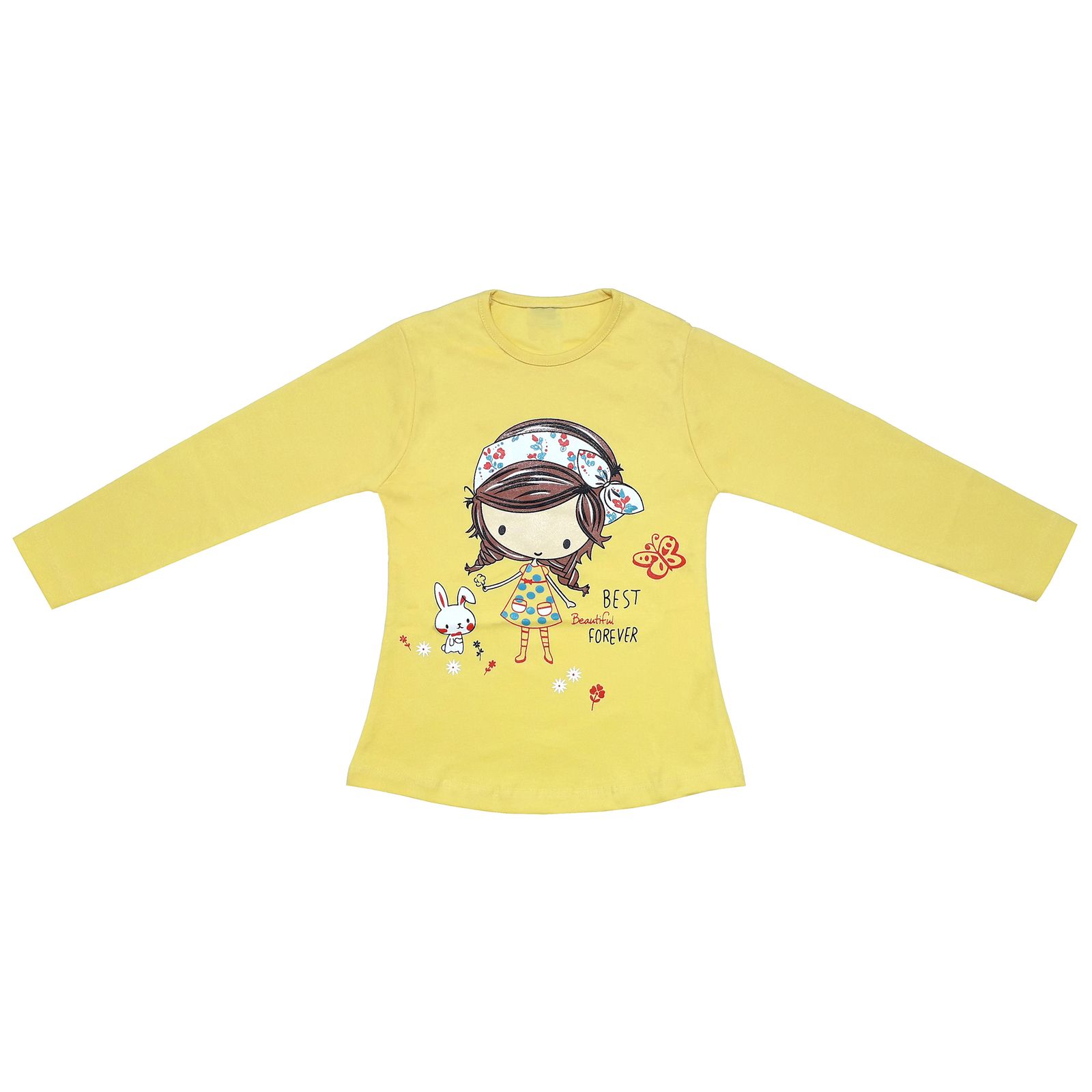 ست تی شرت و شلوار دخترانه طرح دختر و خرگوش کد 3073 -  - 13