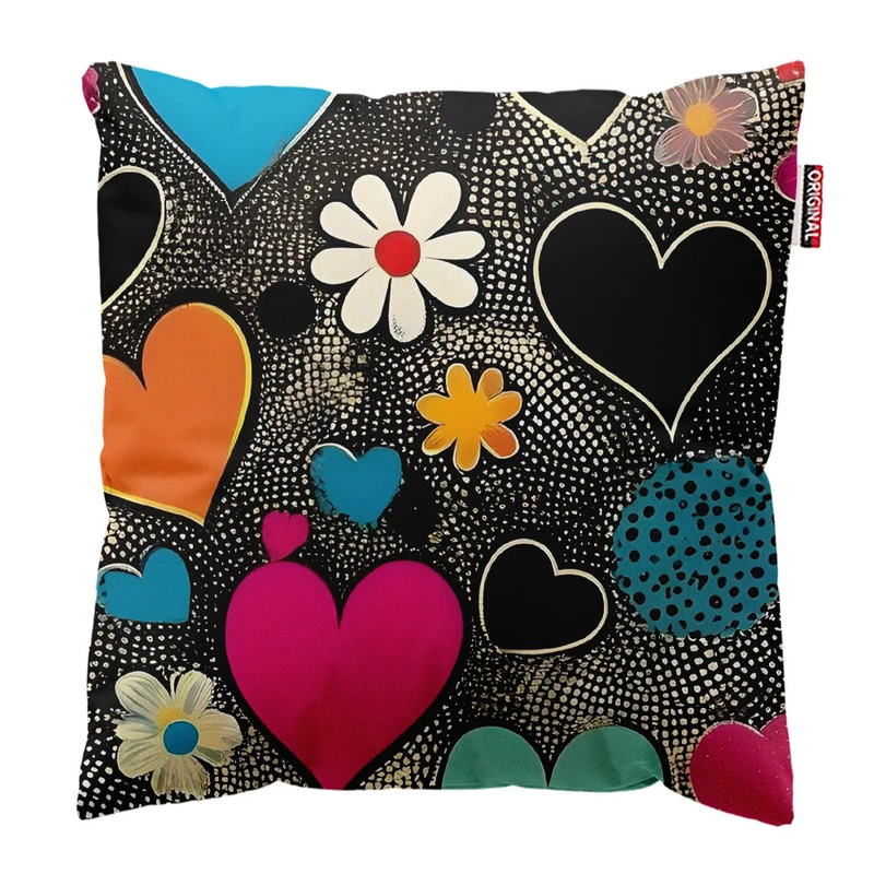   کوسن پاد آفرین طرح گل و قلب کد 2155 سایز 30*30 سانتی متر