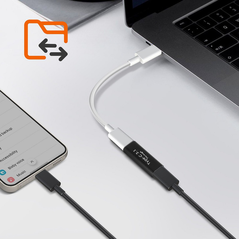 مبدل USB-C به USB-C مدل Through بسته دو عددی