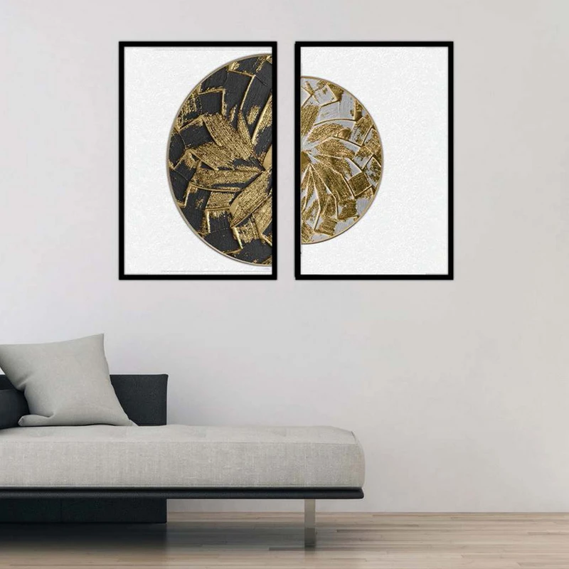 تابلو بکلیت طرح نیم دایره طلایی مدل شاین اکلیلی B-1888 مجموعه 2 عددی