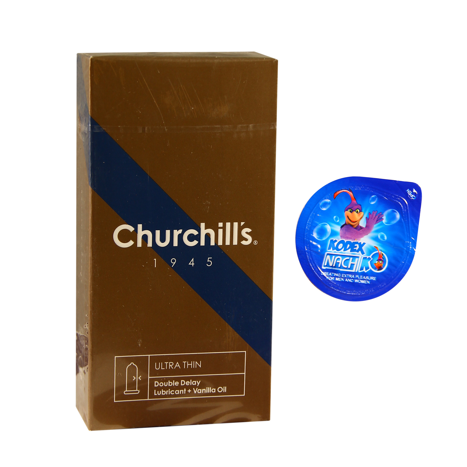کاندوم چرچیلز مدل Ultra Thin بسته 12 عددی به همراه کاندوم ناچ کدکس مدل بلیسر