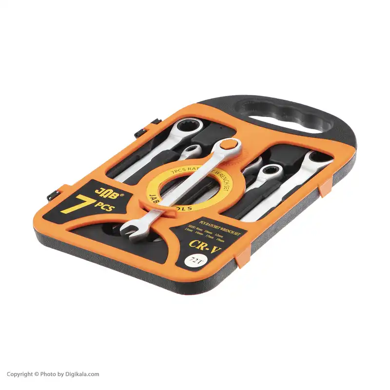 آچار یک سر تخت یک سر جغجغه ای جاب مدل J-10007 مجموعه 7 عددی