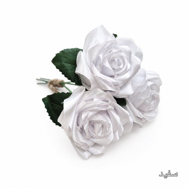 دسته گل مصنوعی مدل رز روبانی ۳ شاخه