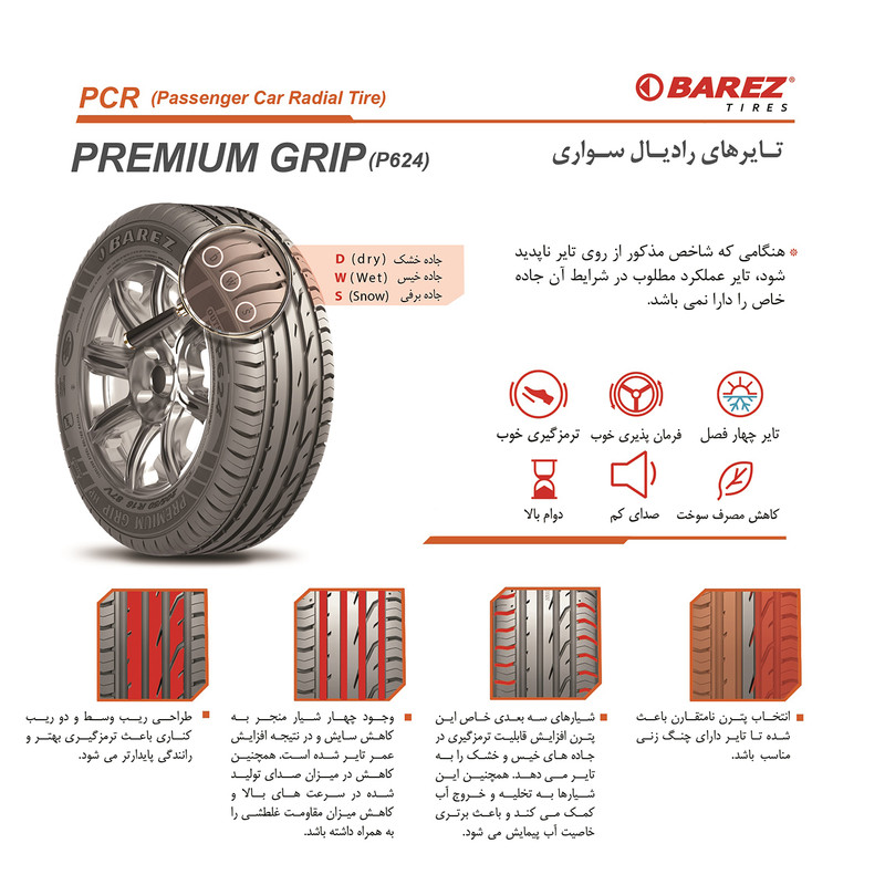 تصویر بیشتر لاستیک خودرو بارز مدل PRO RIDE P610 سایز 14 / 60 / 205 میلی‌متر تولید سال 2025 - 1 حلقه
