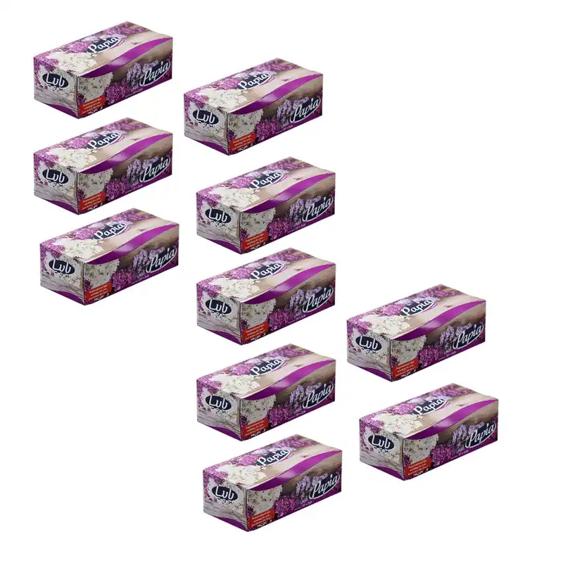 دستمال کاغذی 100 برگ پاپیا کد 010 مجموعه 10عددی