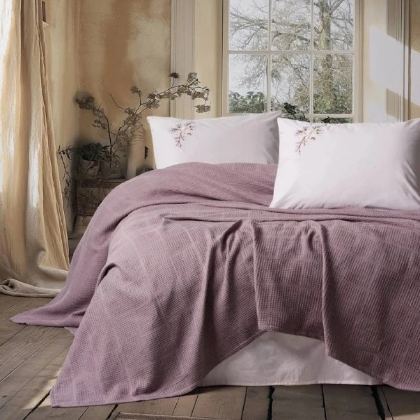 سرویس روتختی 1 نفره 3 تکه کاتن باکس مدل Spin Mauve Lila T.K(FTT)