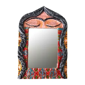 آینه رومیزی مدل پاپیه ماشه طرح خاتون مستطیلی کد L504