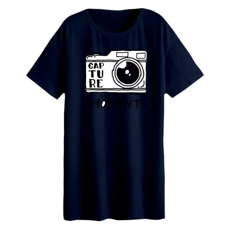 تی شرت لانگ زنانه مدل دوربین عکاسی کد 2