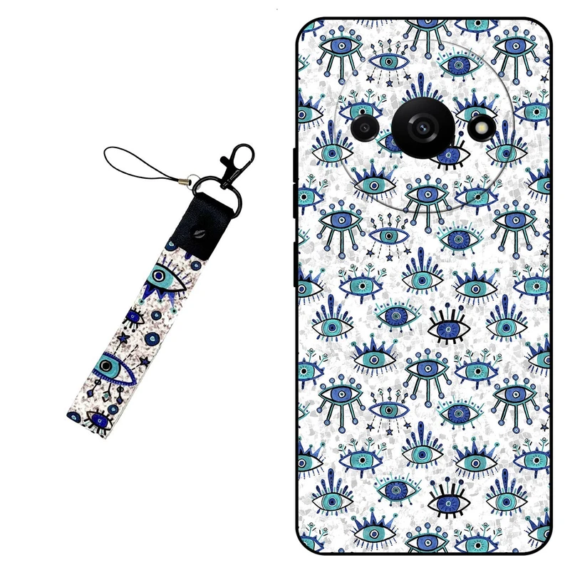 کاور مگافون طرح چشم نظر  مدل 6464 مناسب برای گوشی موبایل شیائومی Poco C61 به همراه بند مچی 