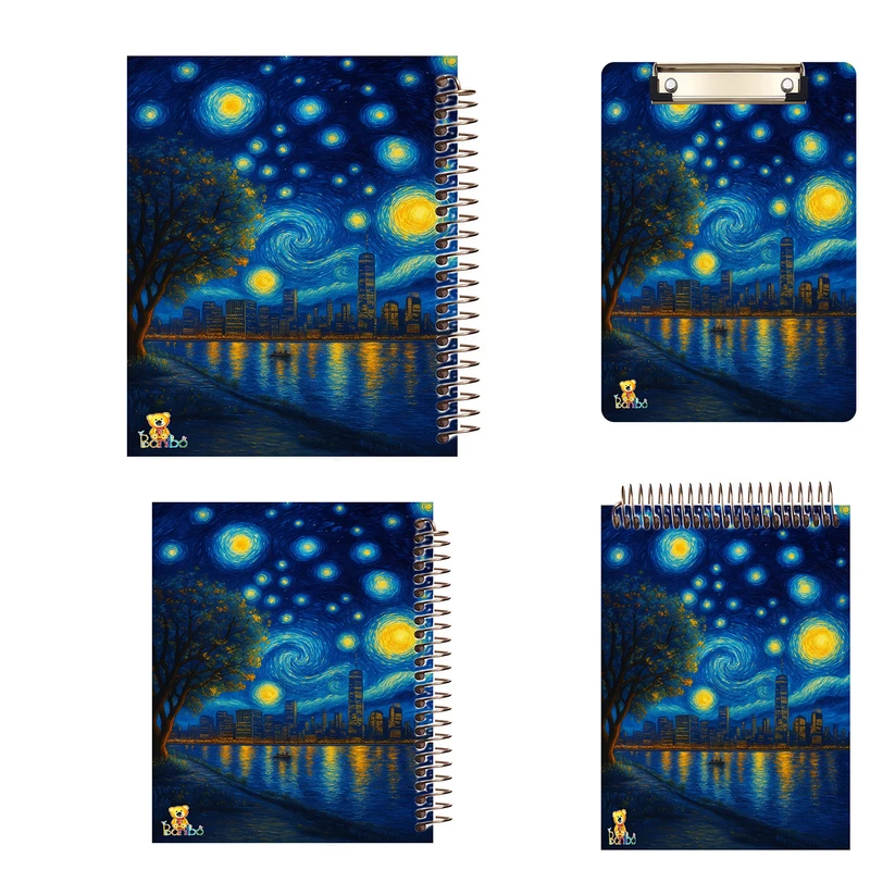 دفتر 100 برگ بانیبو مدل ونگوگ کد2721  به همراه تخته شاسی بسته 4 عددی