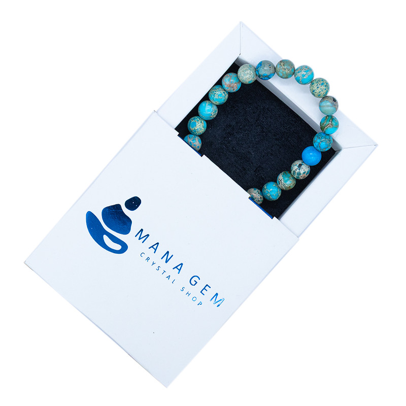 دستبند سنگی زنانه مانا جم مدل آزوریت