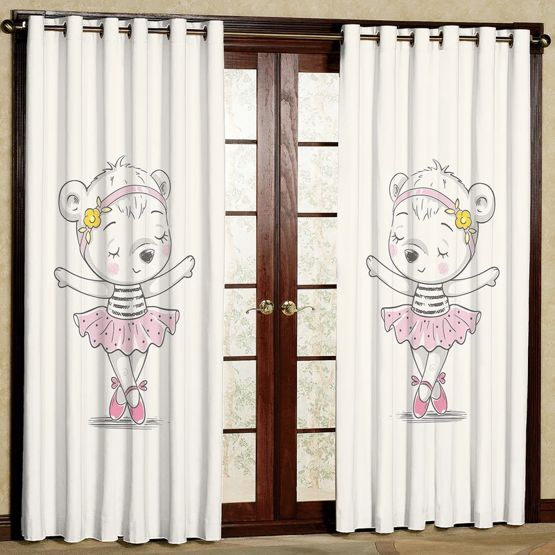 پرده مدل خرس دختر مخمل پانچی کد 1021 سایز 140x280 سانتی متر