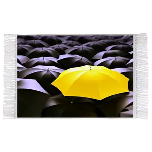 فرش ماشینی دیوارکوب اطلس آبی طرح چتر مدل T1251