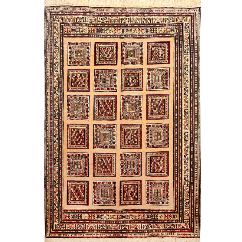 گلیم دستبافت یک و نیم متری طرح خشتی کد AA133