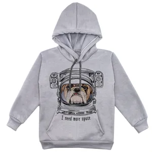 هودی پسرانه مدل سگ فضانورد F27 رنگ طوسی