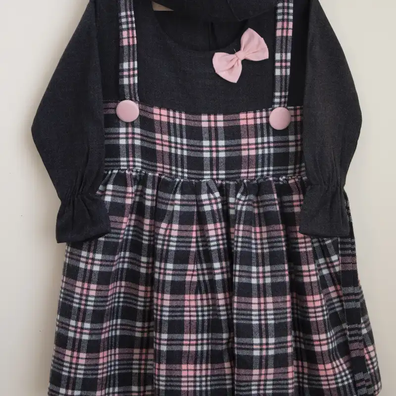 ست پیراهن و کلاه دخترانه مدل کشمیر پشمی