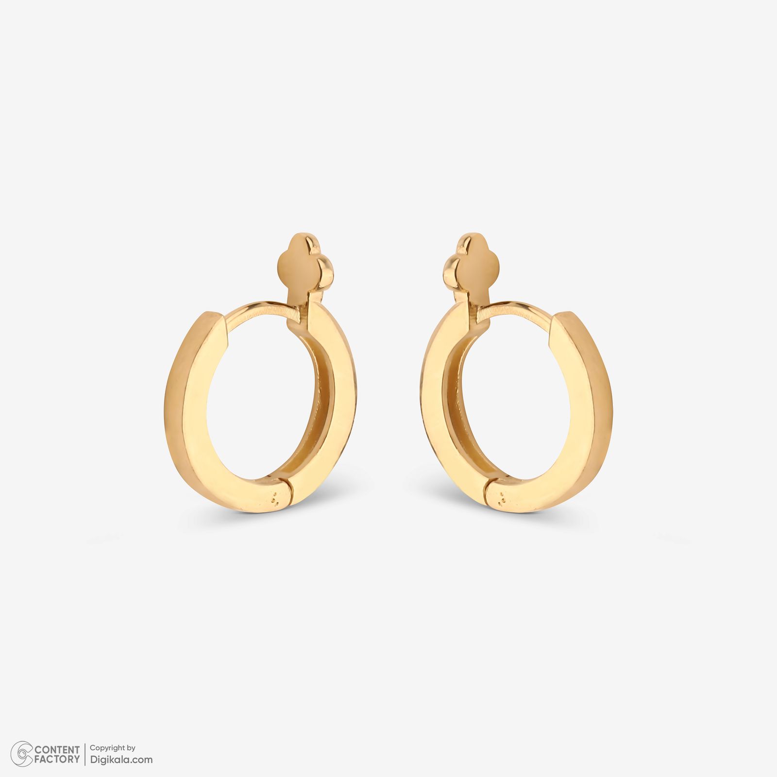 گوشواره حلقه‌ای طلا کم اجرت 18 عیار زنانه با طرح ونکلیف آرپلز گلدم مدل E244005 -  - 4