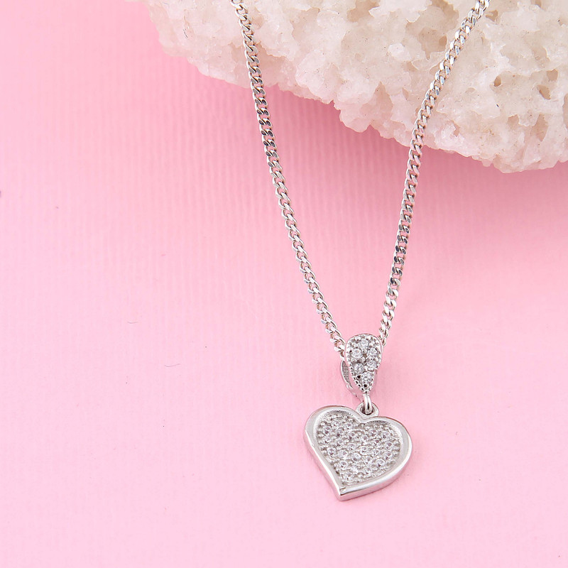 نیم ست نقره زنانه بازرگانی میلادی مدل قلب فانتزی قالب جواهر فول نگین بدون ریزش کد NTR_410