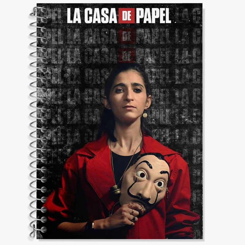 دفتر زبان 50 برگ خندالو مدل سه خط طرح نایروبی سریال Money Heist کد 3227