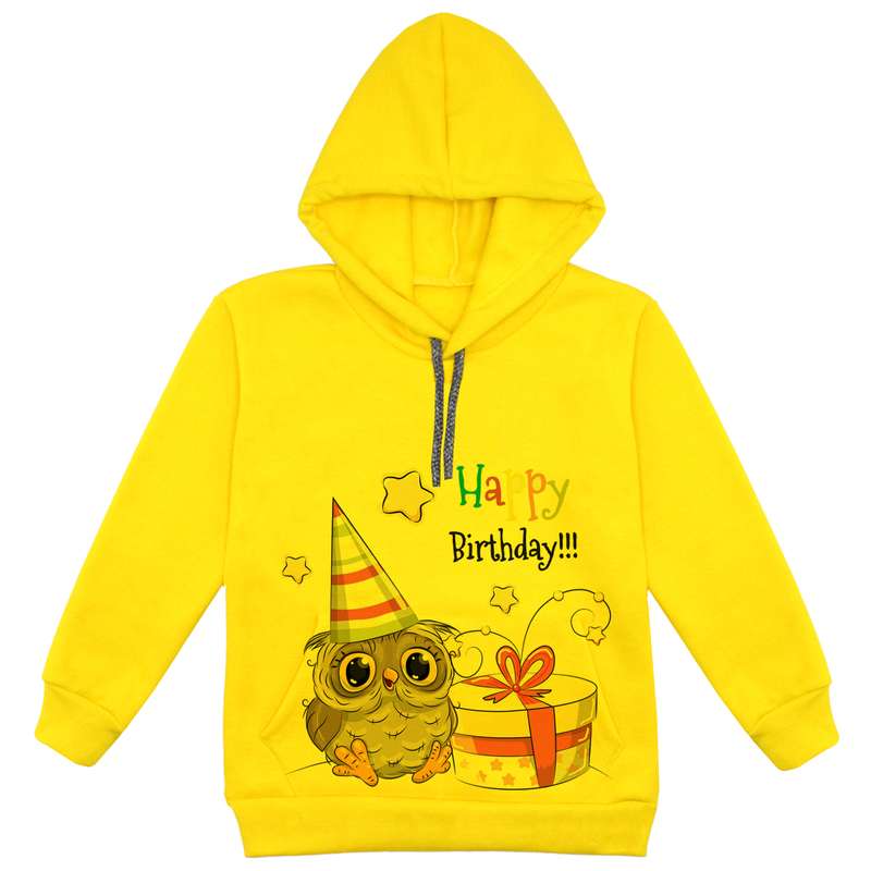 هودی دخترانه مدل جغد و کادو کد F87 رنگ زرد