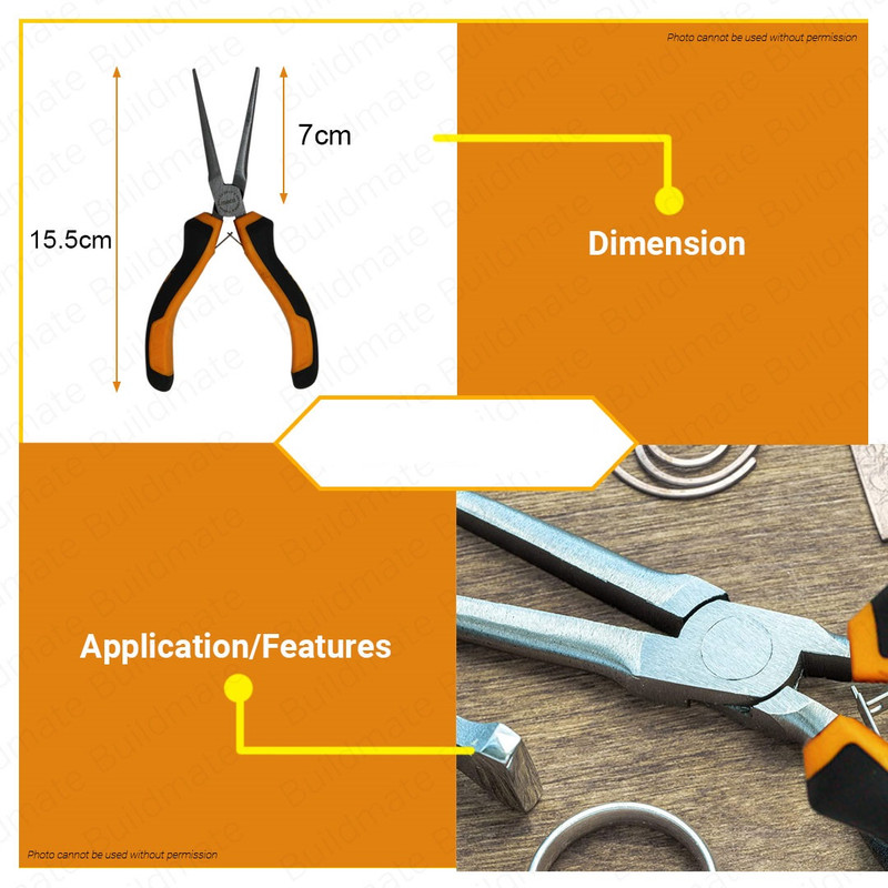 انبر دم باریک دم گرد اینکو مدل HMNNP08115 سایز 4.5 اینچ