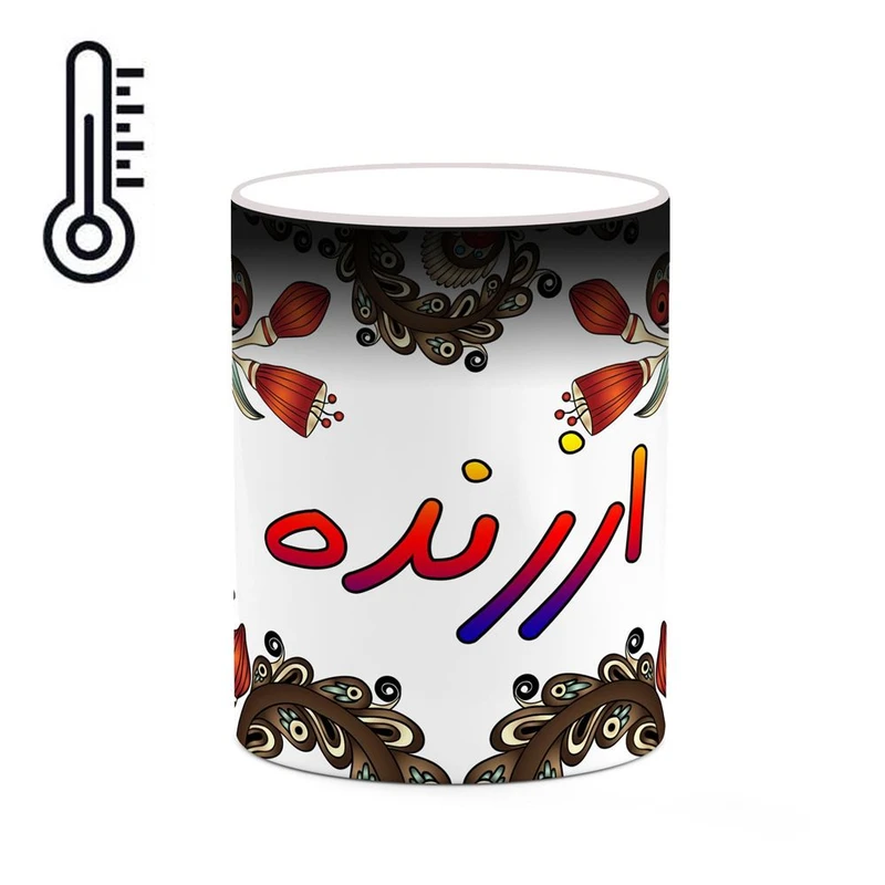 ماگ حرارتی کاکتی مدل اسم ارزنده طرح سنتی گل و بته کد mgh43428