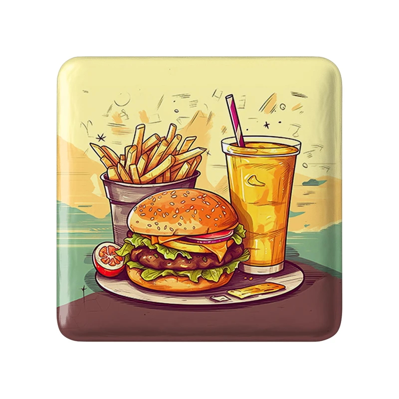 مگنت خندالو طرح فست فود (Fast Food) مدل مربعی کد 36576