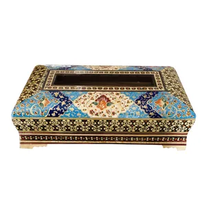 جعبه دستمال کاغذی خاتم کاری طرح تذهیب کد 7773