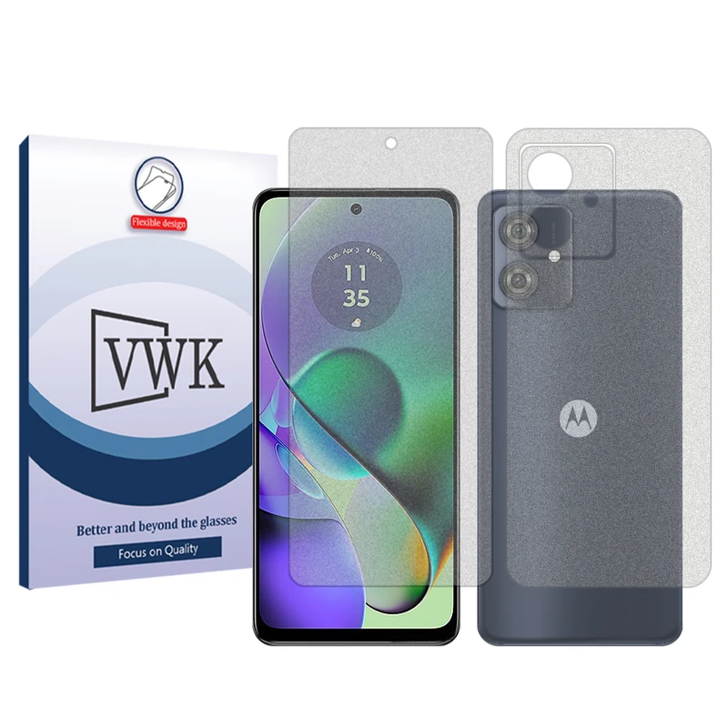 محافظ صفحه نمایش مات وی دبلیو کی مدل Tough مناسب برای گوشی موبایل موتورولا Moto G54 به همراه محافظ پشت گوشی