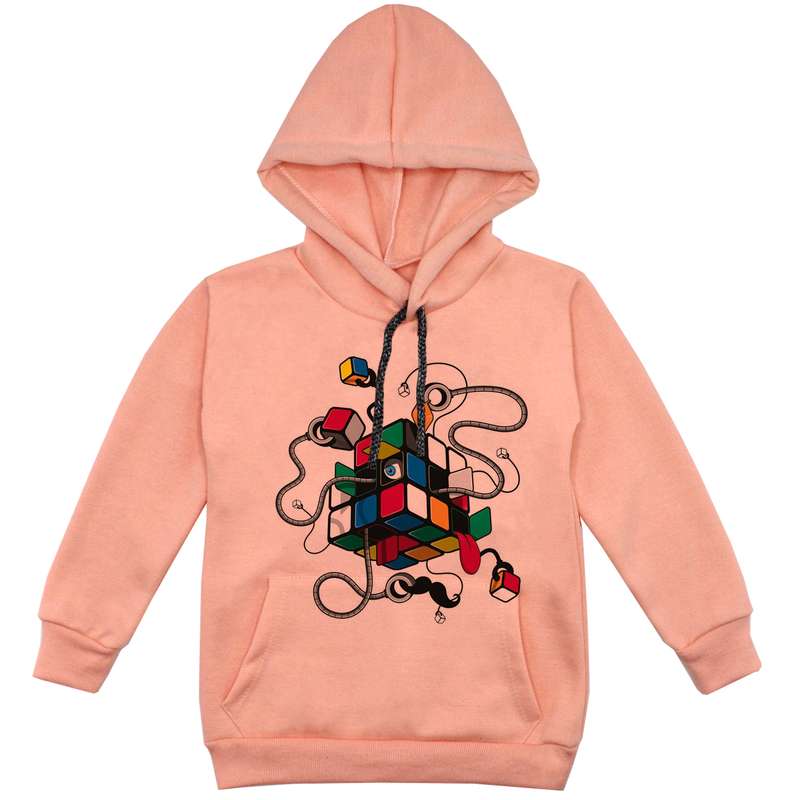 هودی پسرانه مدل روبیک F40 رنگ گلبهی