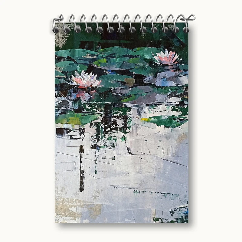 دفتر یادداشت 50 برگ خندالو مدل نقاشی نیلوفر آبی کد F1161