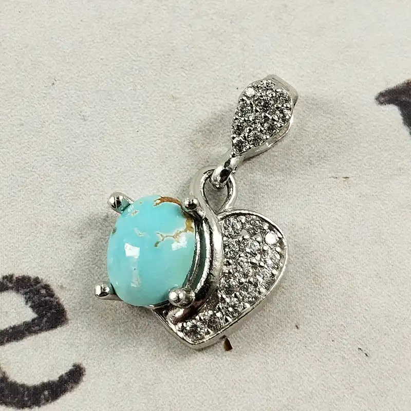 آویز گردنبند نقره زنانه سلین کالا مدل فیروزه نیشابور کد 58